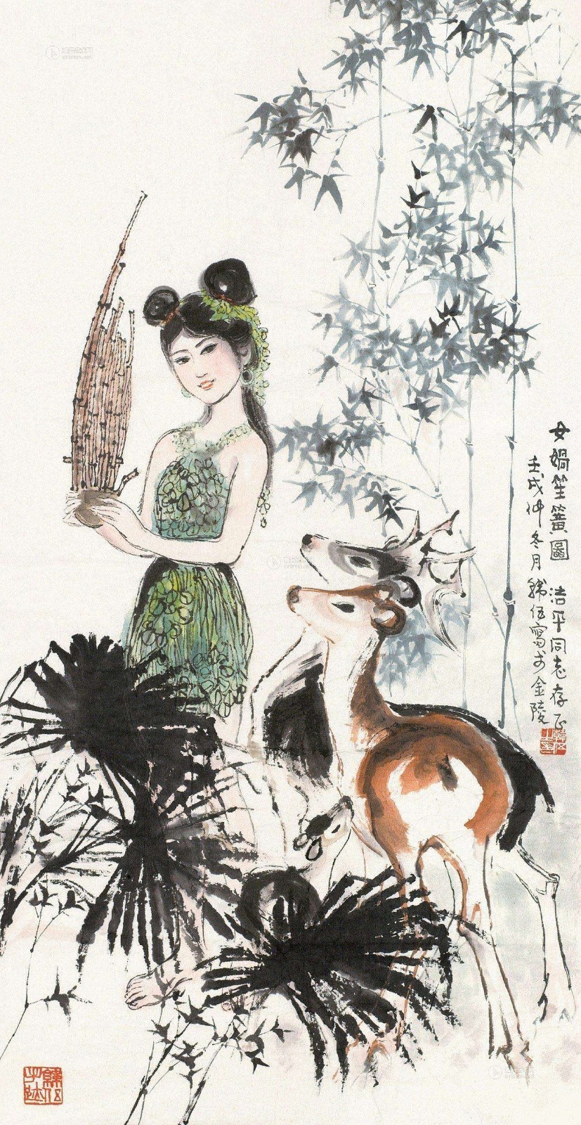 当代画家:韩伍《女娲笙簧图》