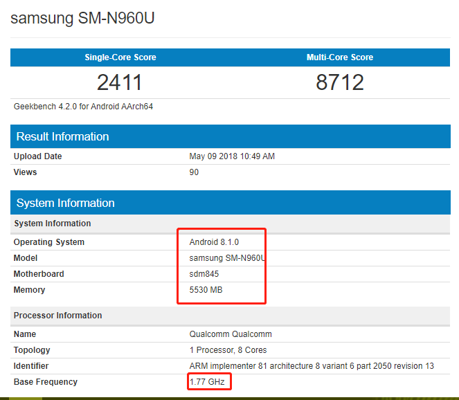 劲爆!三星机皇note 9跑分偷跑:成绩一般,七月份发布?