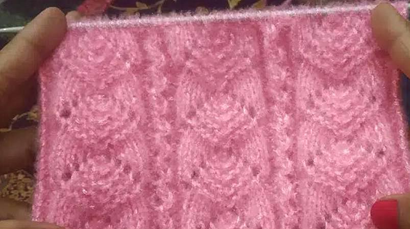 棒針編織漂亮的松花，適合編織背心