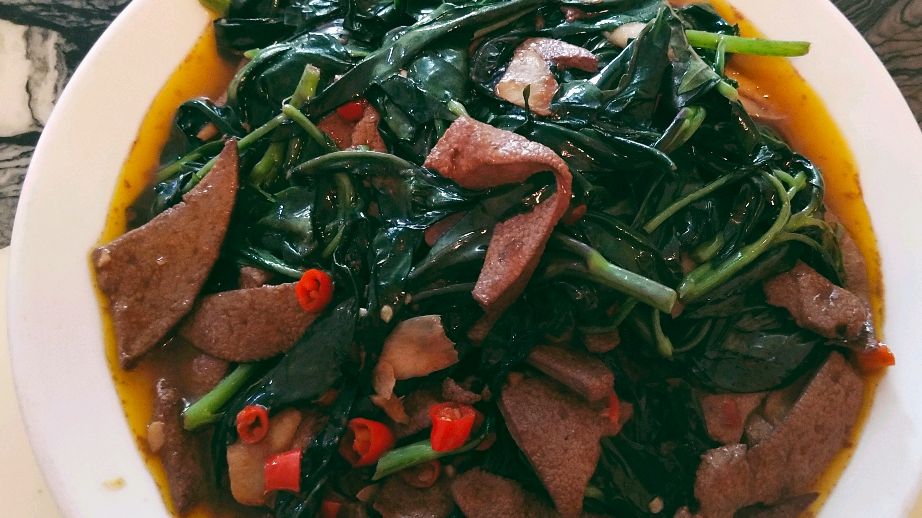 适合女人的菜,紫背菜炒猪肝