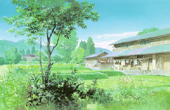 水彩插画:春天来了,大地复苏,山涧小屋到处充满生机