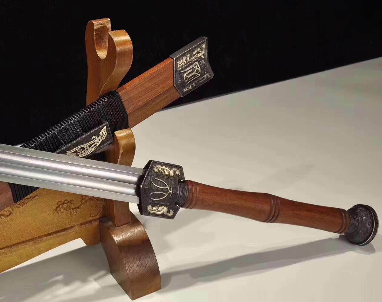 铜装鎏银花纹钢汉剑-天罡,鉴赏