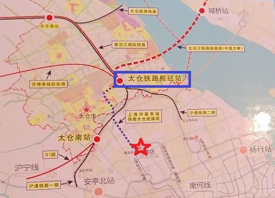 江苏省太仓市地图的新情况:上海轨道交通嘉闵线延伸到太仓高铁站