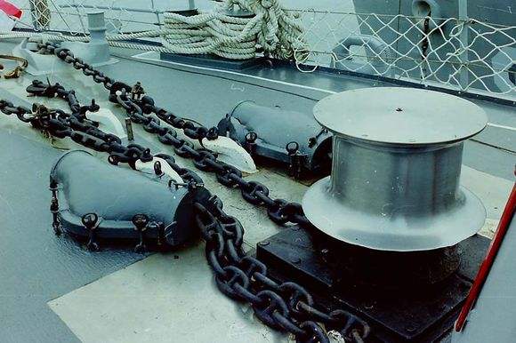 军舰的锚链有多长?在深海的时候,船锚可以触到海底吗?