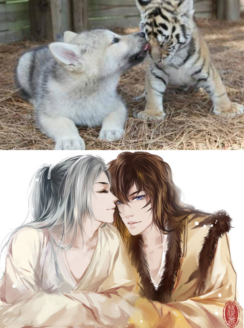 画师将萌宠拟人化,布偶猫不愧叫仙女猫,二哈变异色瞳小哥哥