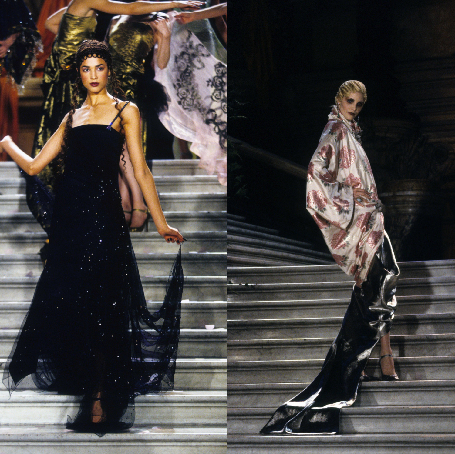 dior1998经典台阶高定秀场,复古礼服惹人爱!戏剧化剪裁