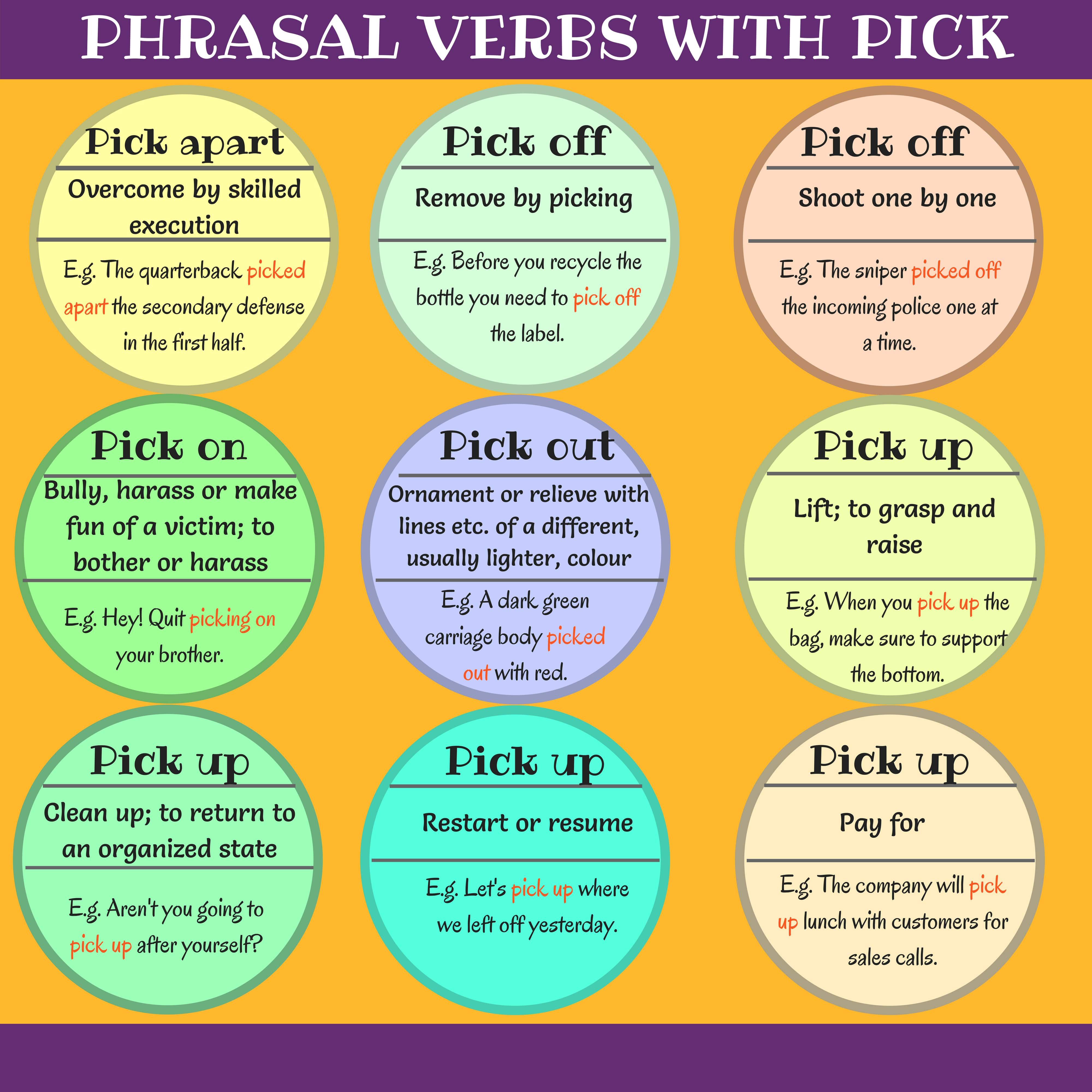 英语中22个带pick的常用短语动词含义和例子