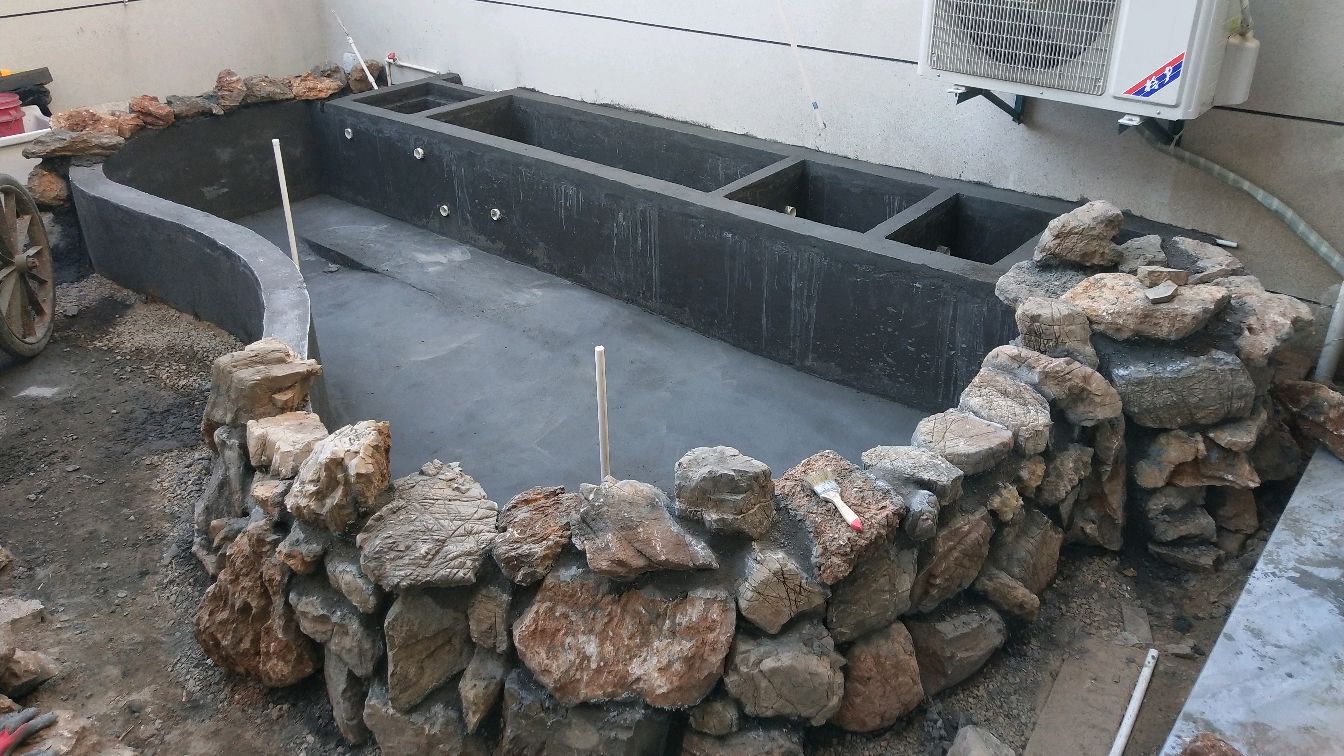 庭院鱼池建造过程