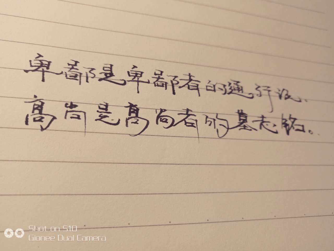 卑鄙是卑鄙者的通行证 高尚是高尚者的墓志铭