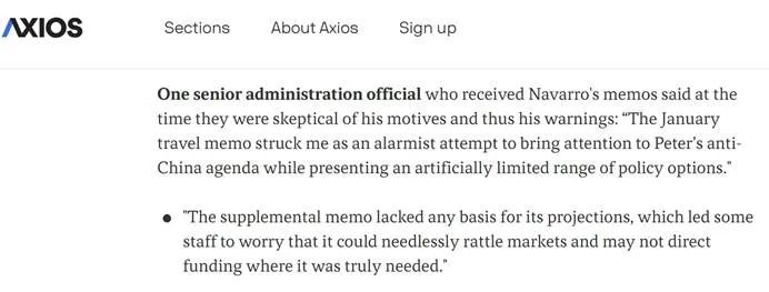 【推荐】白宫内部高官1月底就曾警告美国疫情,然而,遭轻视理由让人感叹