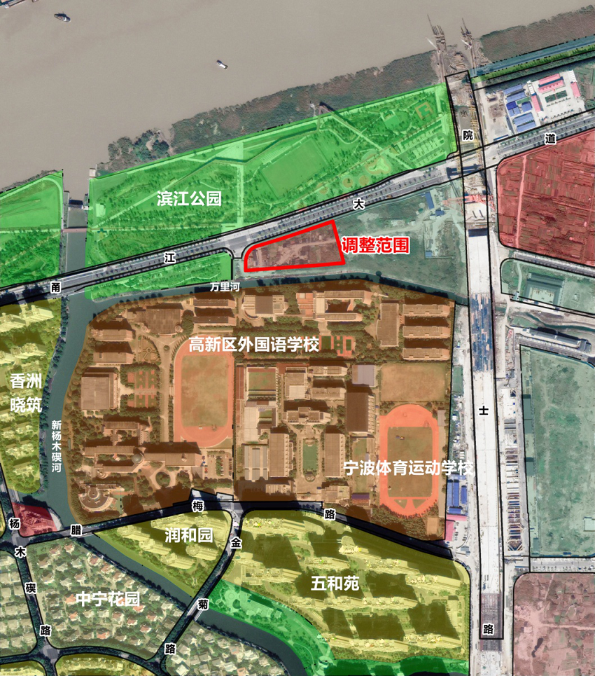 與濱江公園對望 高新區這塊原商業用地轉為了文化設施用地