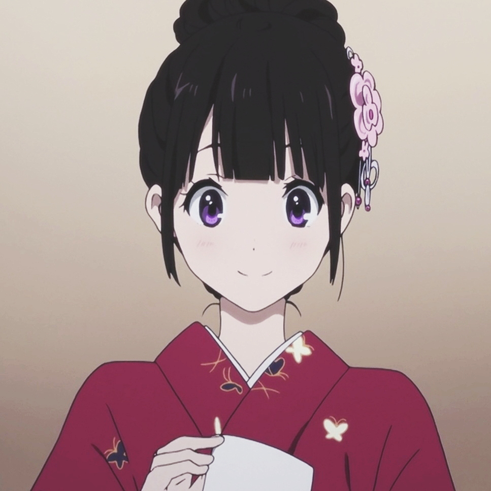 第一次见穿了和服的千反田,真的很美,奉太郎看呆了.