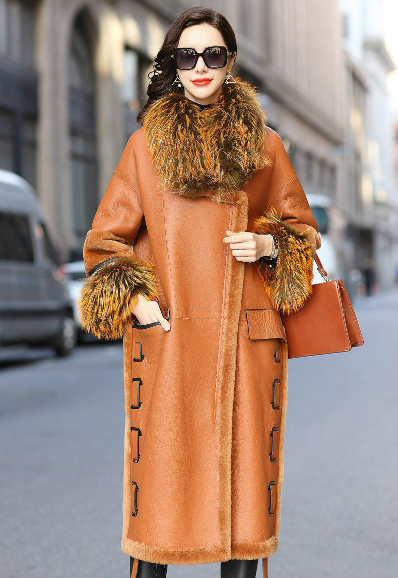 时尚设计貉子毛领皮草大衣,大气奢华朔造女性高端风范