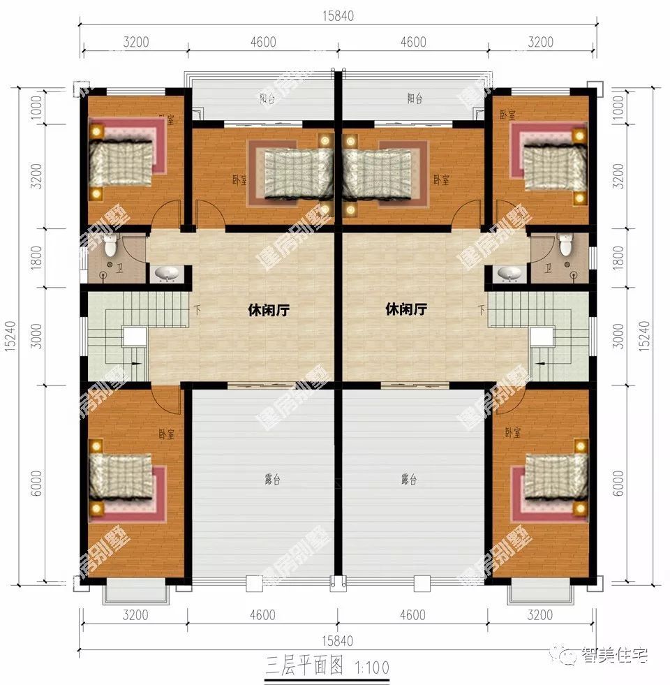 兩棟共堂屋設計的雙拼別墅,第一棟尺寸小,30多萬就能建