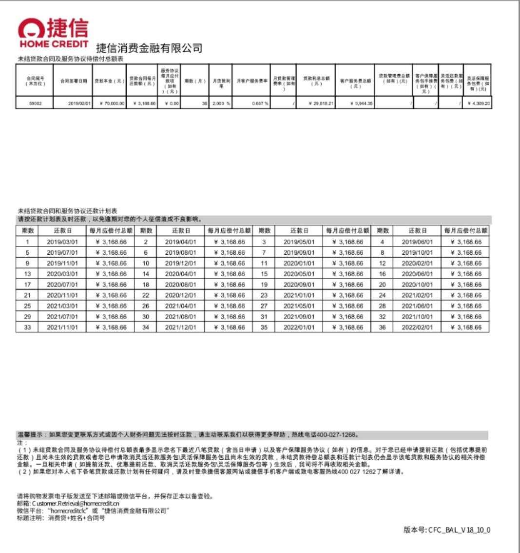 捷信消费凭证图片图片