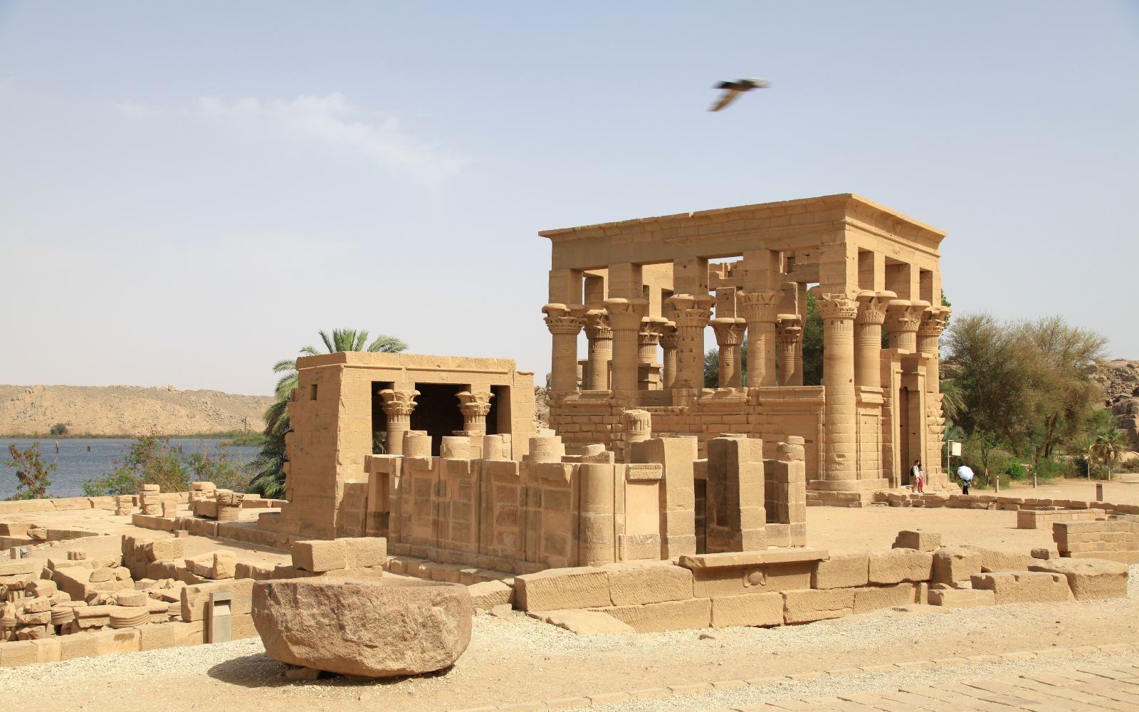 1902年英国人修建阿斯旺大坝时,淹没了菲莱岛,游客也只能乘着船观看