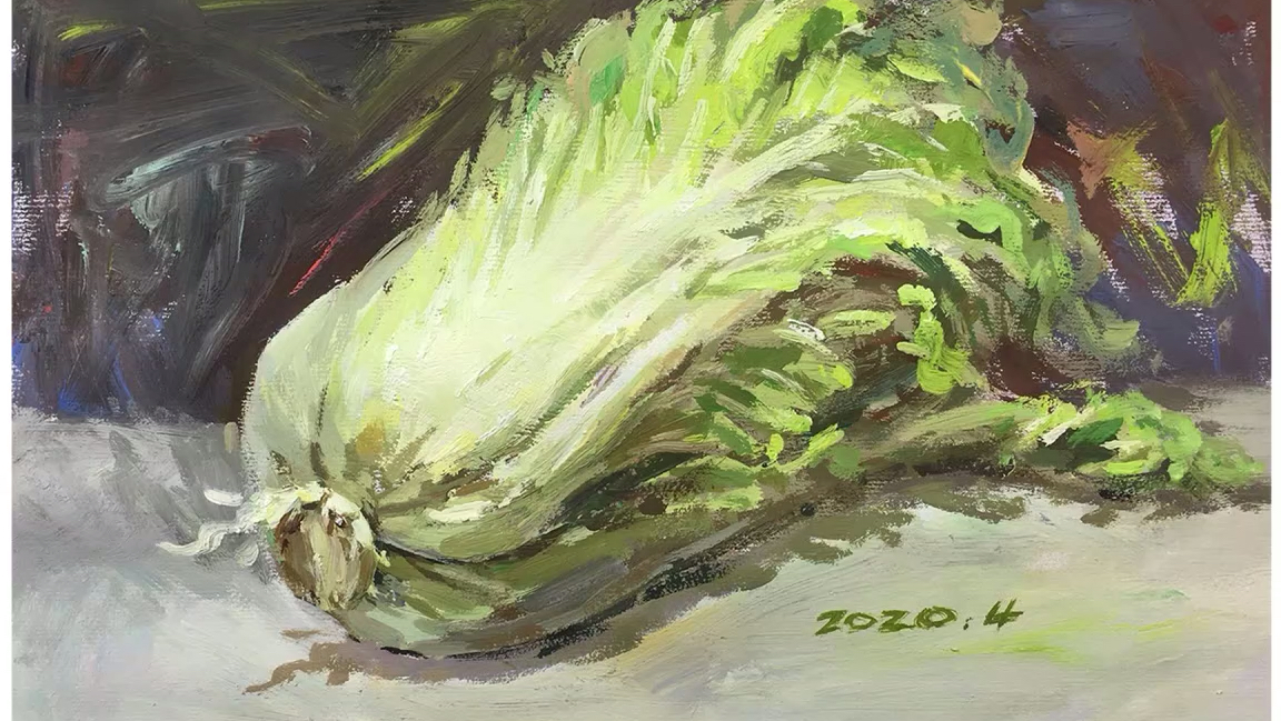 色彩水粉单体静物练习 大白菜也有春天