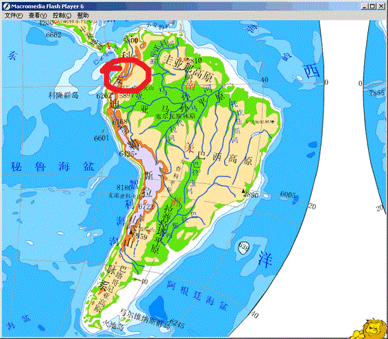 我們可以先看以下地形圖,可見這個在南美西北部,國家雖然挨著赤道該 