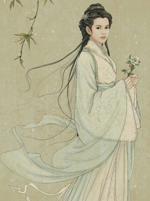 图2:这张插画小龙女侧卧在杨过的怀中,衣带飘飘,很幸福!