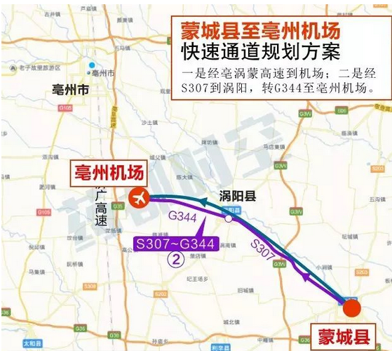 亳州机场快速路来啦,规划的蒙城亳州高速经过