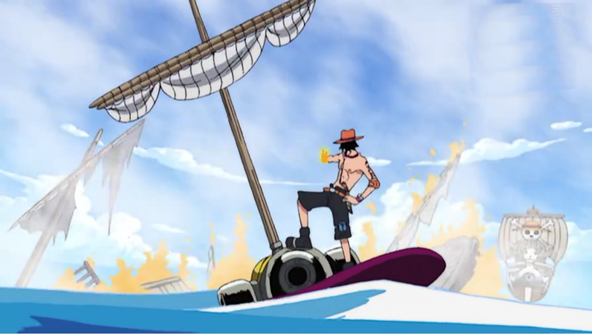 艾斯一记火拳打爆所有船只