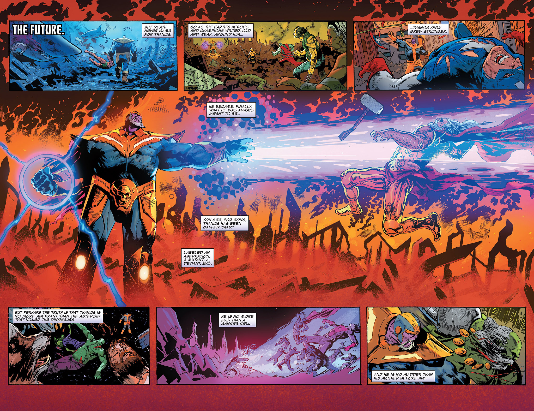 雷神托尔和灭霸的战力对比,老年雷神为何不是老年灭霸的对手?