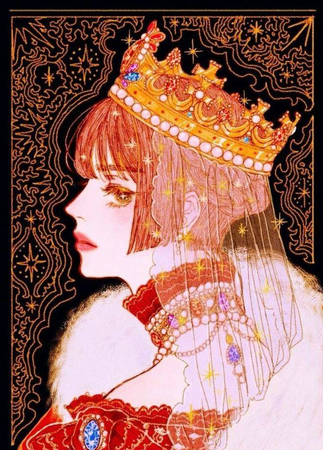 人物插画,金色和黑色的强烈对比,非常华丽的巴洛克风格