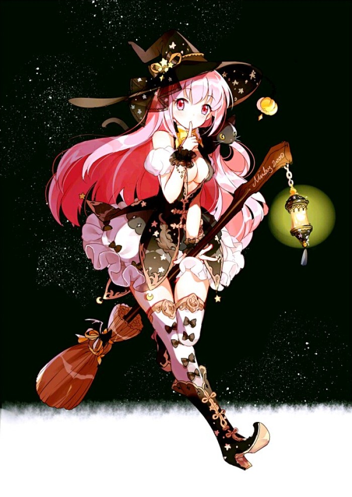 插画万圣节:插画里很美丽的小魔女,不恐怖不搞怪,讨人喜欢