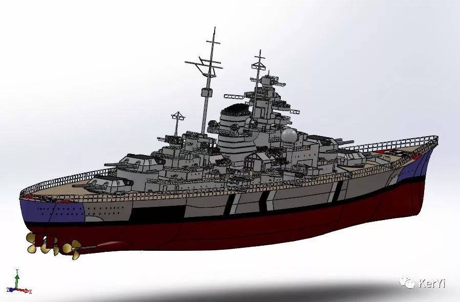 bismarck俾斯麦号战列舰三维建模图纸 solidworks设计