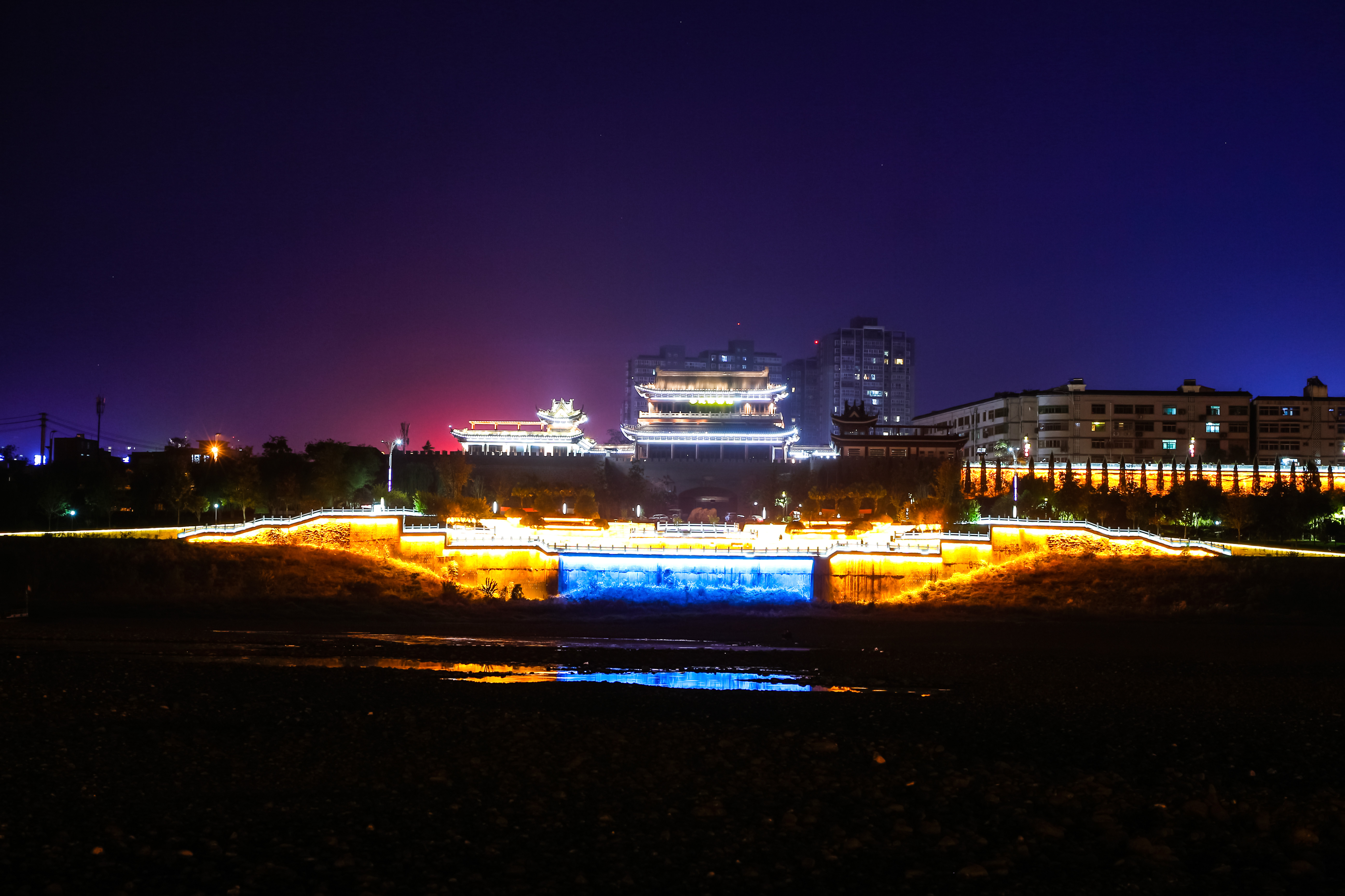 安康夜景 汉江图片