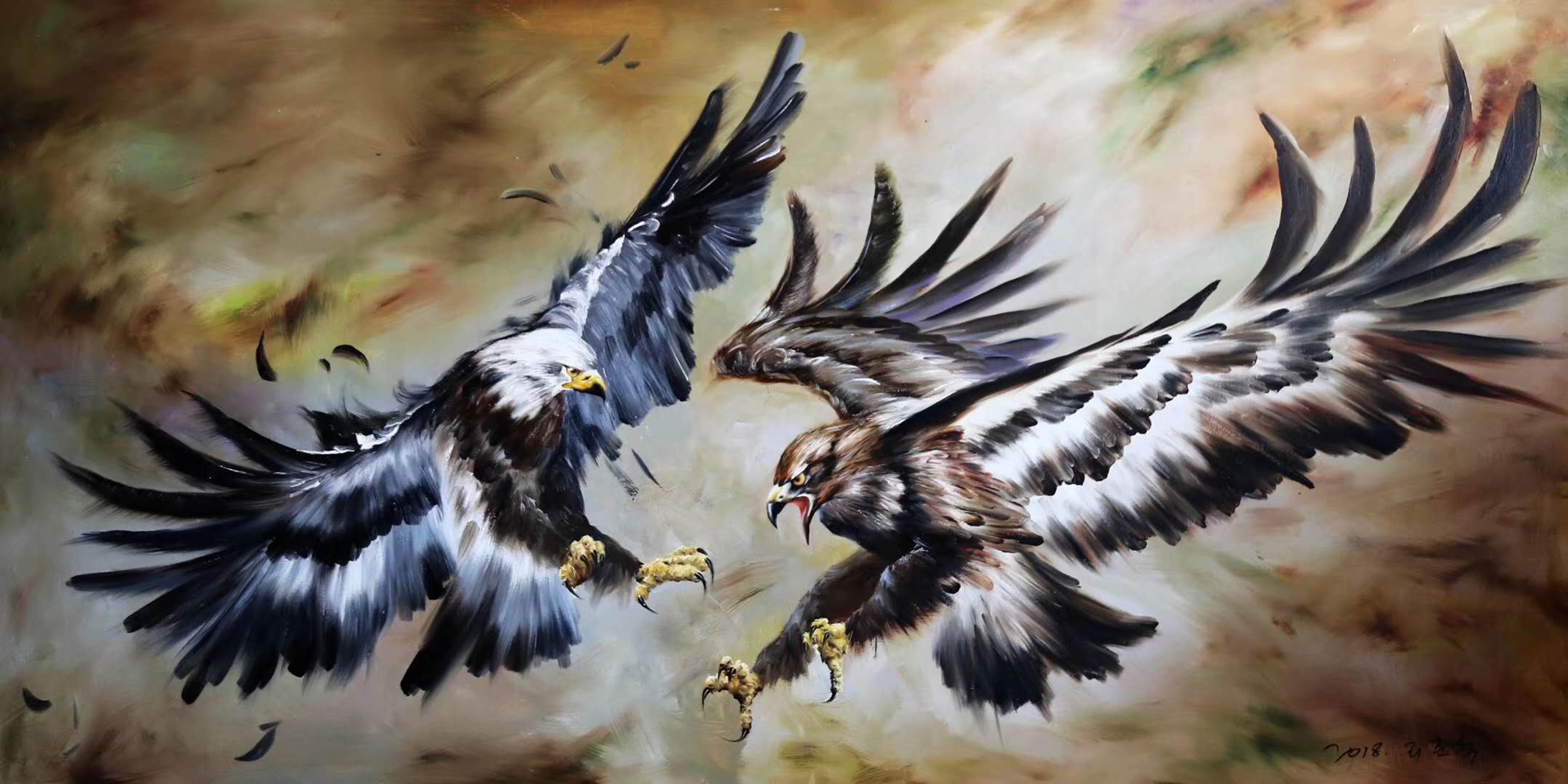 油画的鹰,大鹏展翅恨天低