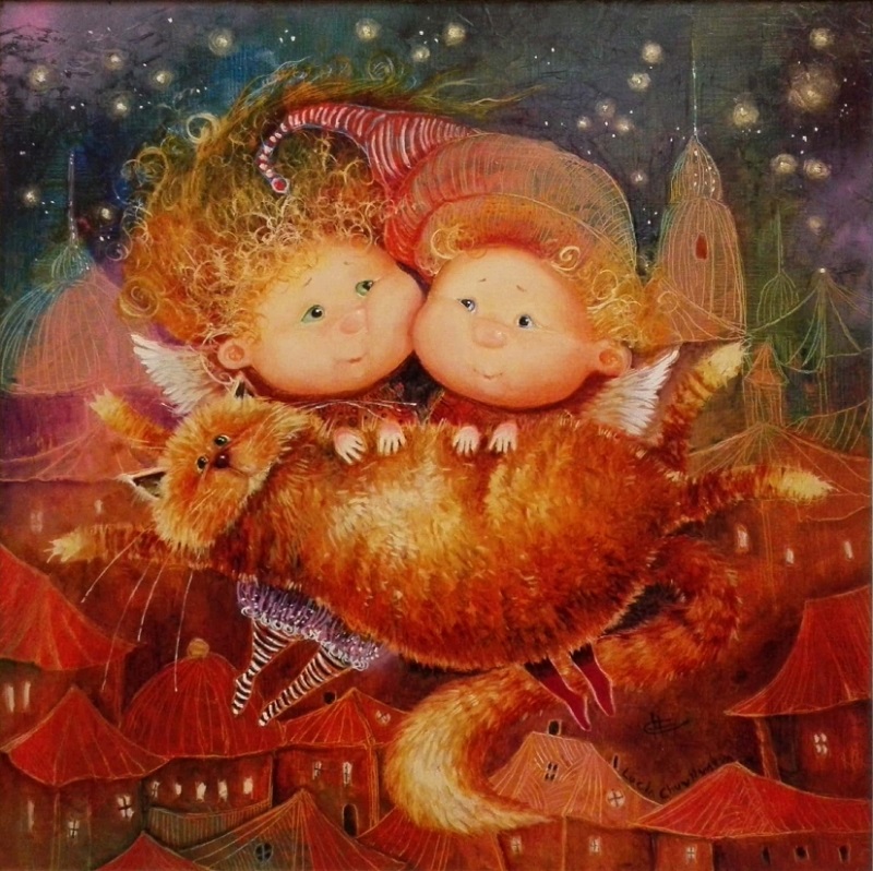 插画:俄罗斯艺术家lucy chuvilyaeva作品-温暖可爱的太阳天使