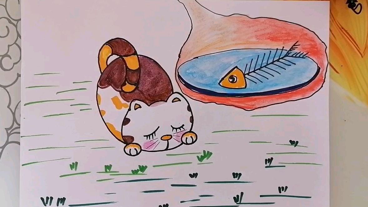 小花猫做梦吃鱼的样好可爱