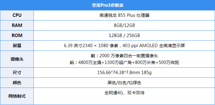 锤子pro3参数配置详情图片