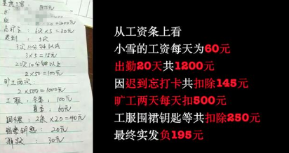 现代版周扒皮,16岁女孩打工1个月工资成负数,网友都看不下去!