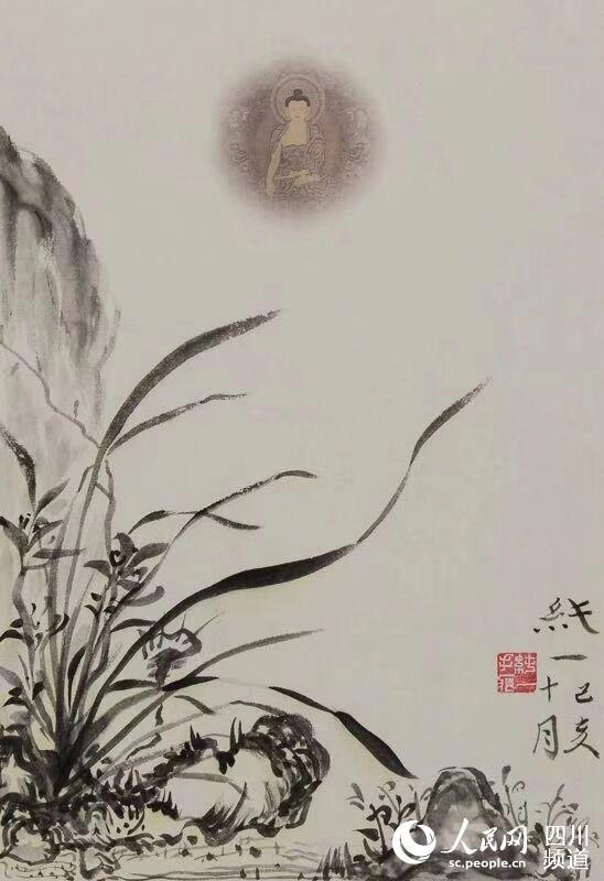 70幅写意兰花献礼新中国成立70周年 纯一法师绘画作品展举行