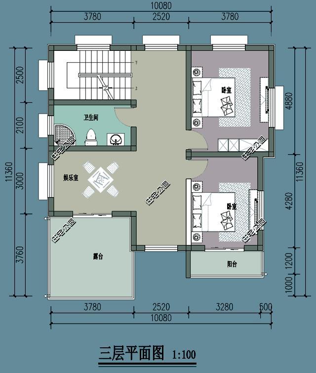 农村建房做民宿,10米x11米层层露台,这个平面图方案就挺好