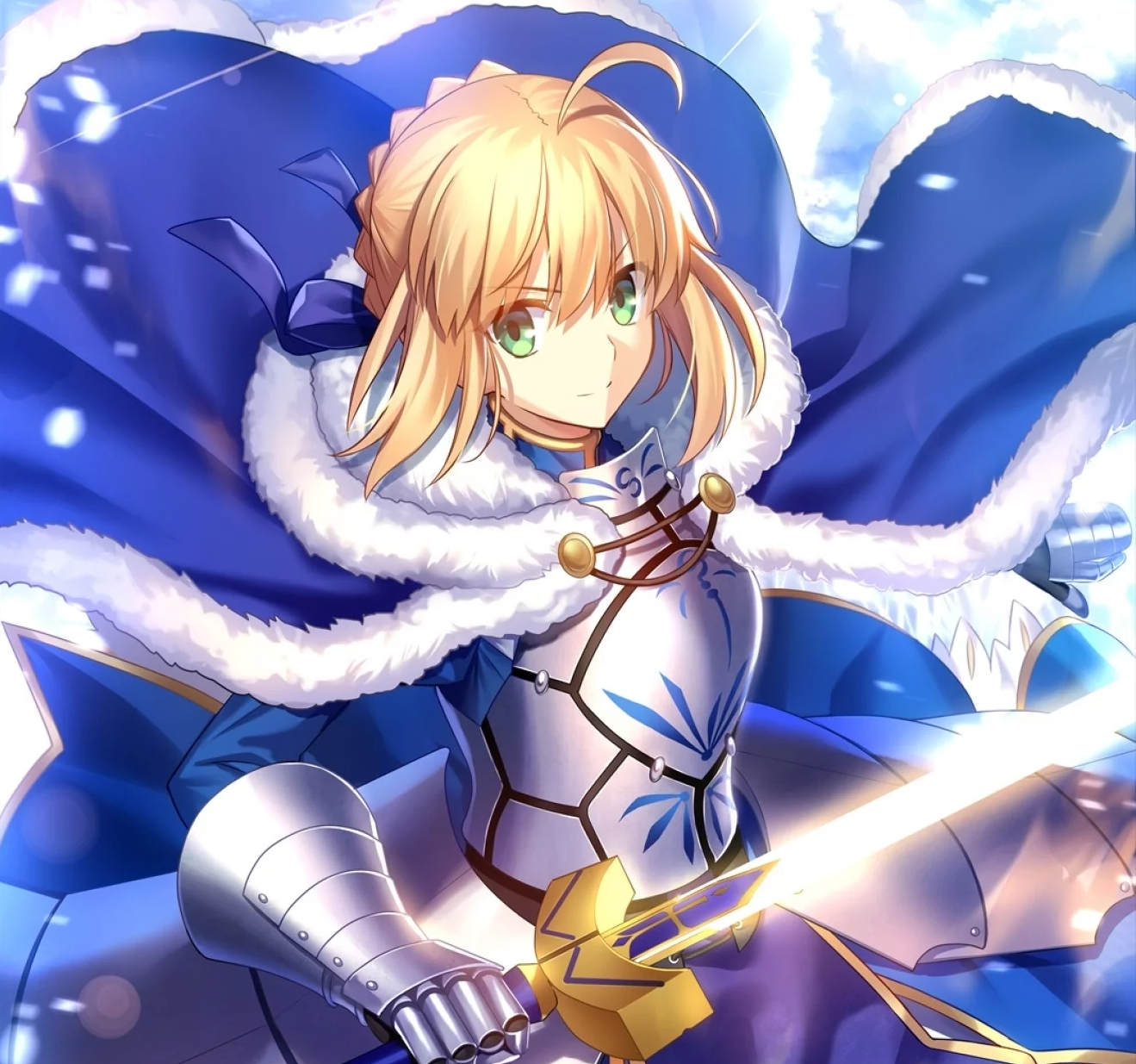 命运冠位指定角色原画1,第一张就是"呆毛王"saber.