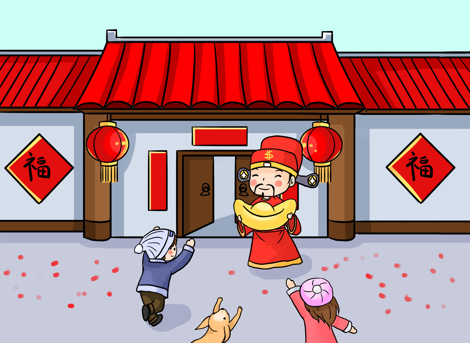 一组财神图恭喜发财,正月初五话财神,五路财神有哪些?