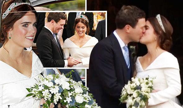 尤金妮公主结婚啦!新人互换戒指 上演浪漫一吻