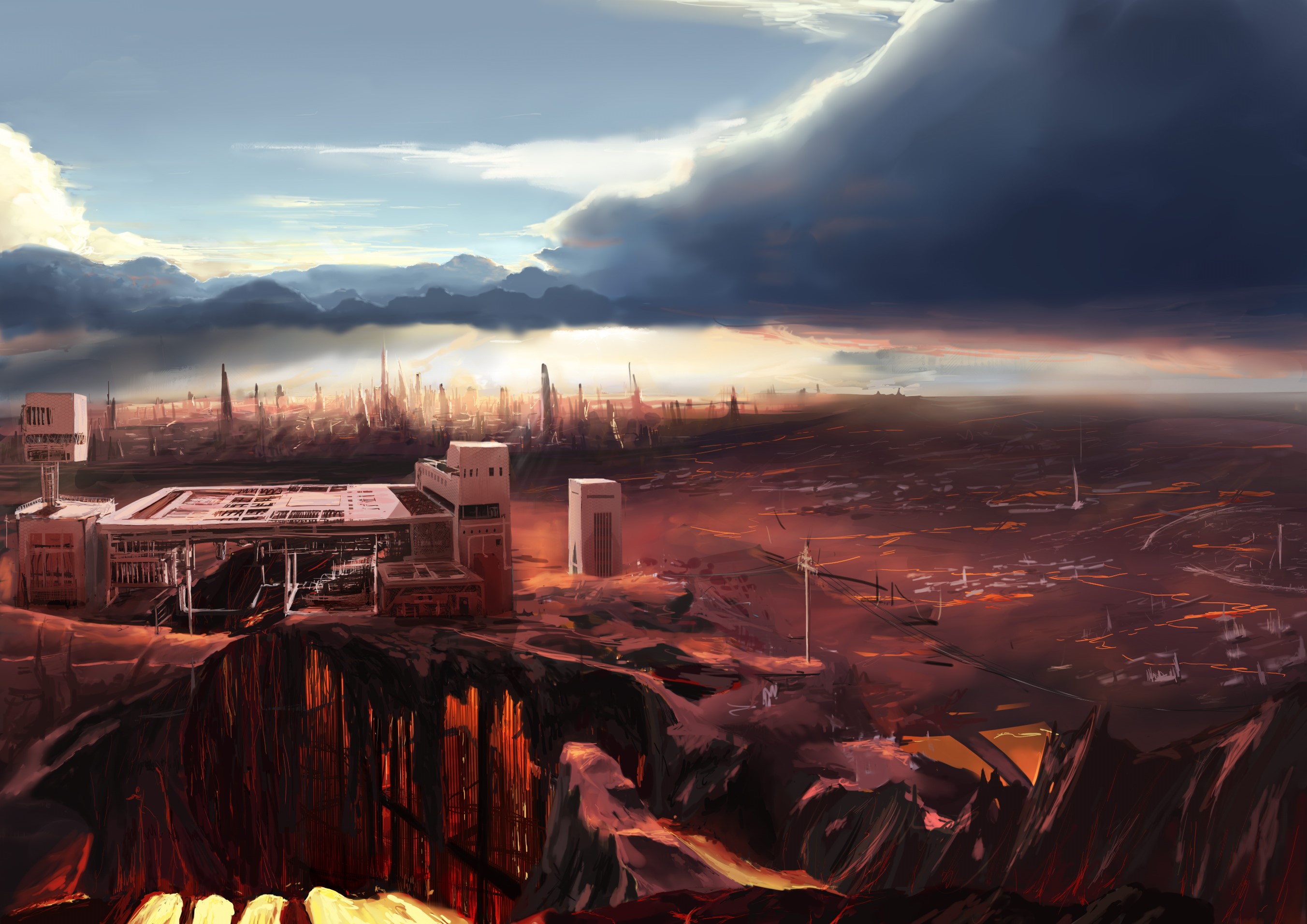 唯美画风手机壁纸:二次元少女,星芒,晚霞,海景,意念美