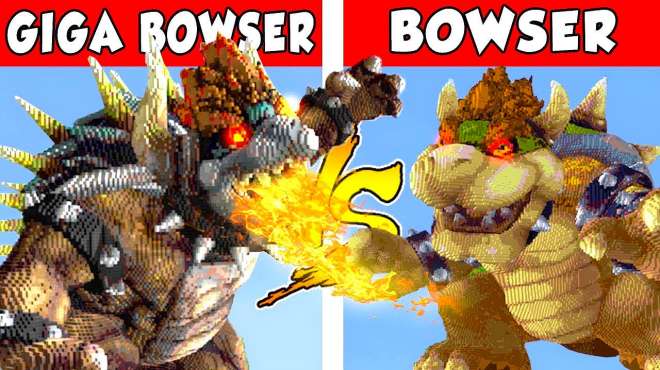 [图]我的世界：GIGA bowser VS bowser，马里奥神秘道具打败恶魔