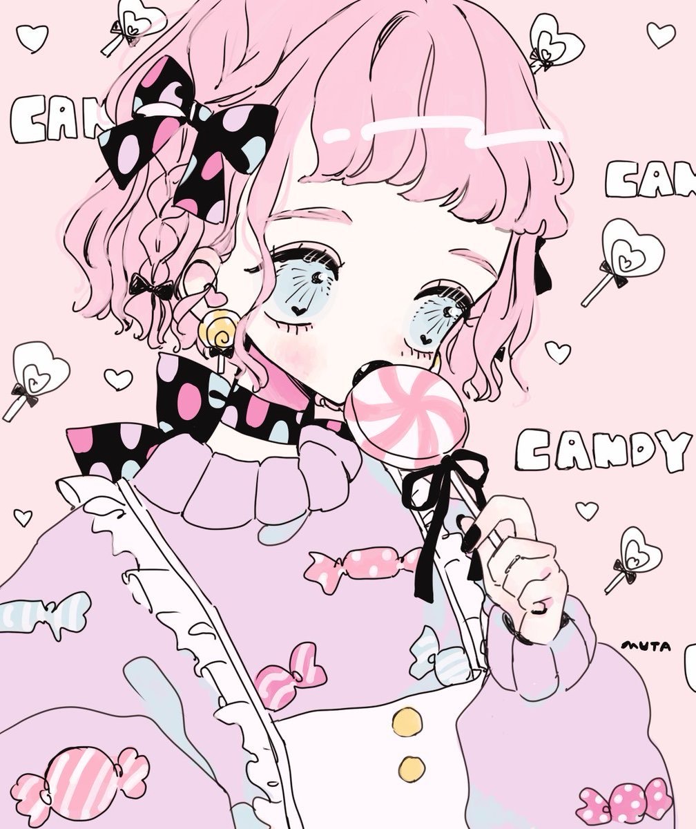 粉色系卡通女孩插画,超级卡哇伊,少女心十足.插画师 twi:pxx96