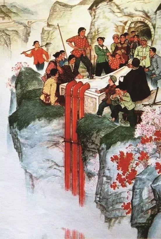 红旗渠彩铅画图片