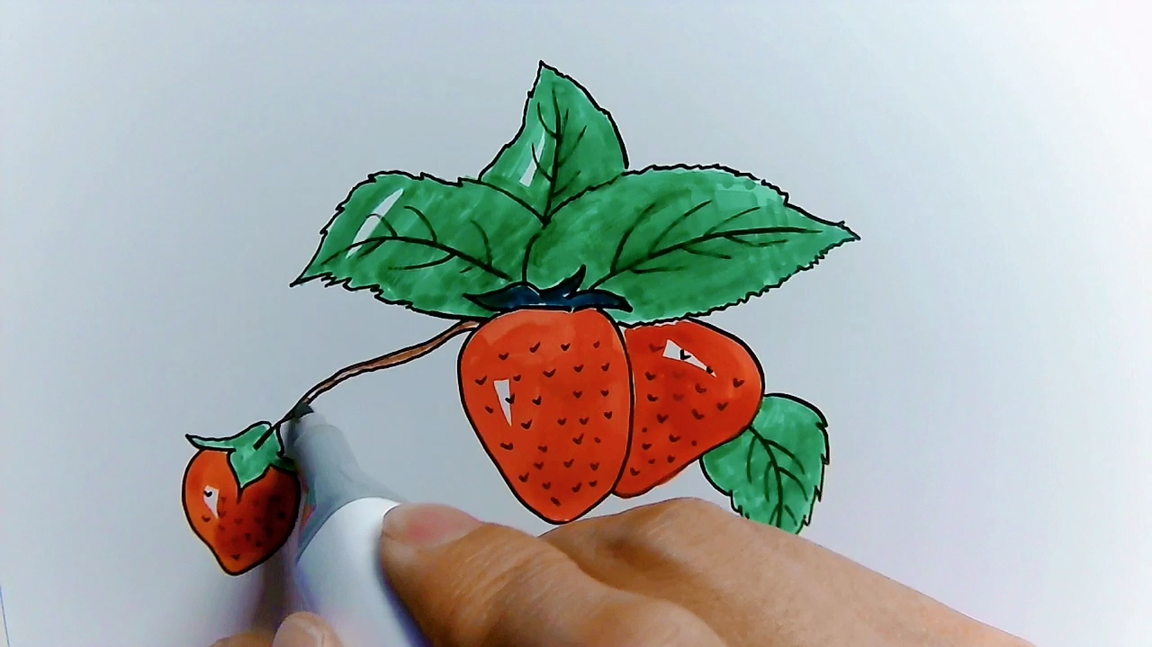 在家就能学习画画,儿童画简笔画大全水果系列.草莓画法 持续更新