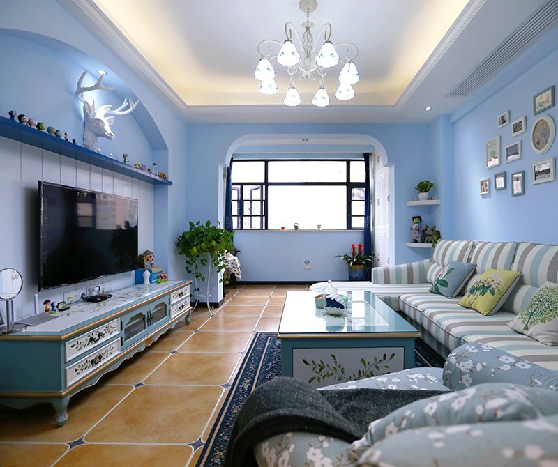 波光霞影实例,110平米的三居室,质感与时尚并存的地中海风装修