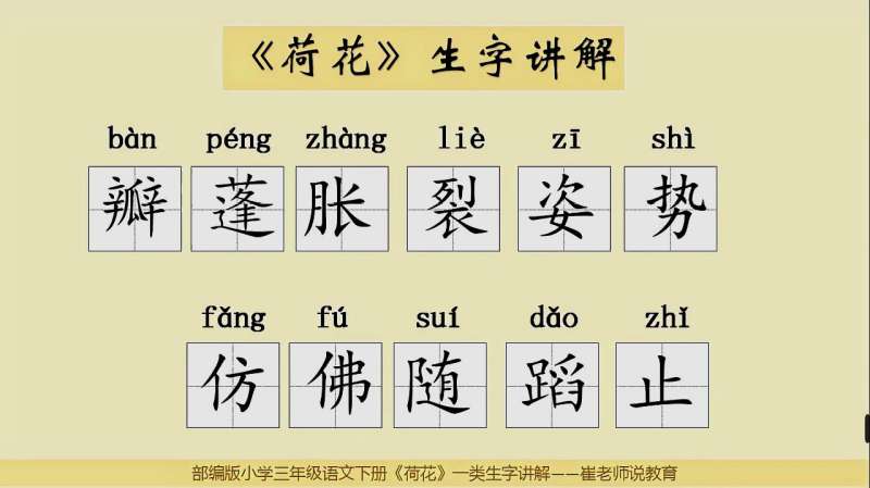 三年级语文下册荷花生字教学