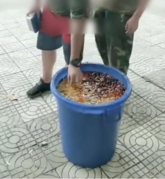 军训期间某校为改掉浪费习惯,竟让学生吃泔水桶,网友:震惊