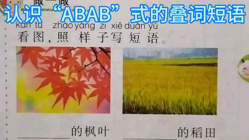 一年级语文.认识“ABAB”式的叠词短语,教育,在线教育,好看视频