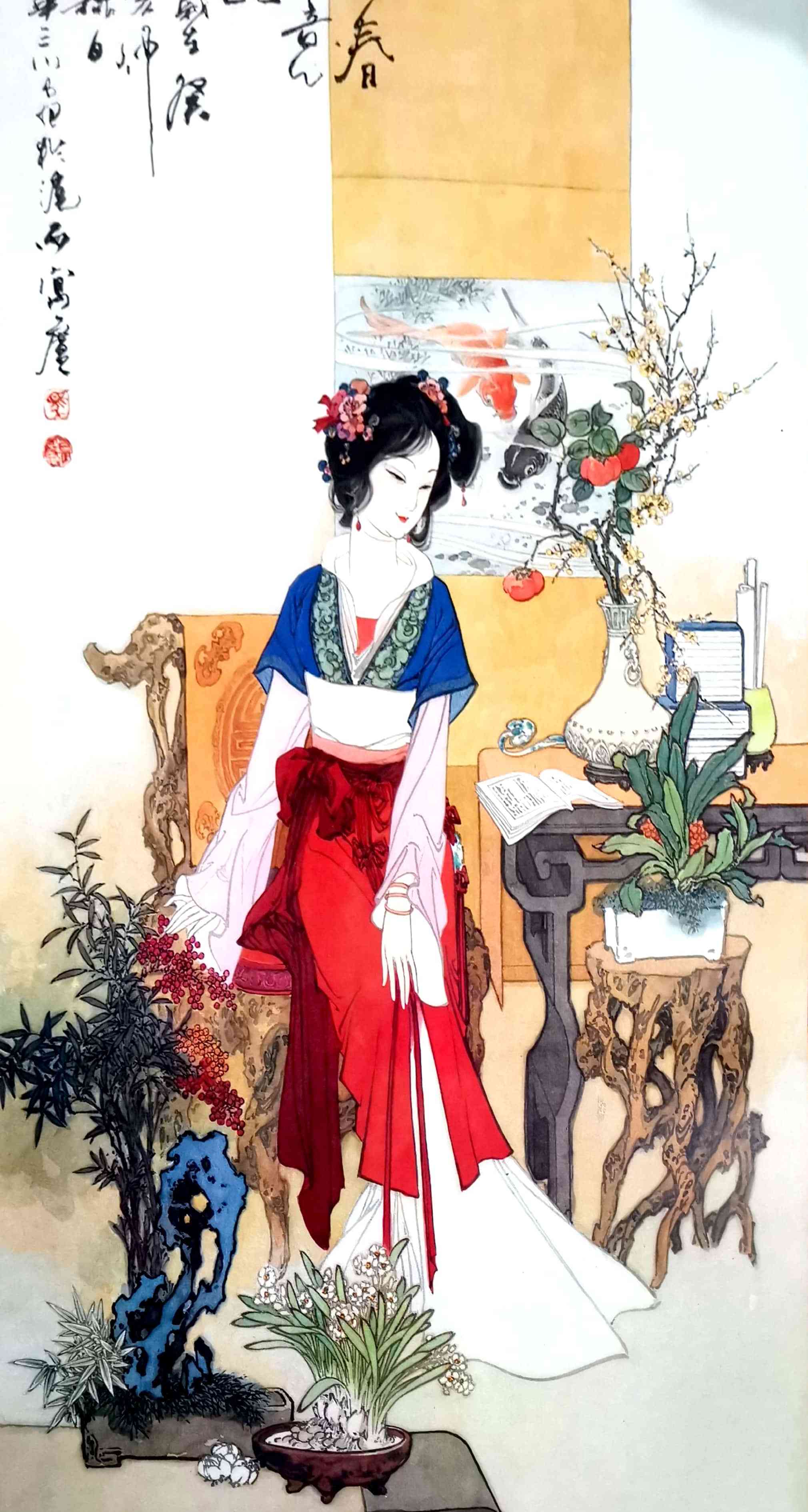 分享一本1987年的华三川仕女图挂历,绘画十分精美